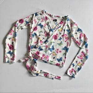 Butterfly Printed Wrap Top by American Deadstock